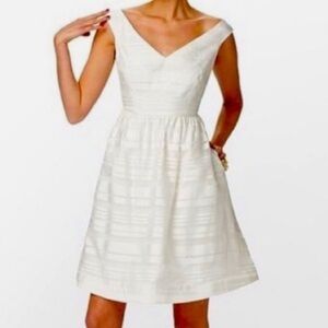 Lilly Pulitzer White A Line Silk Kiera Dress Womens Size 8 Lined Knee Length